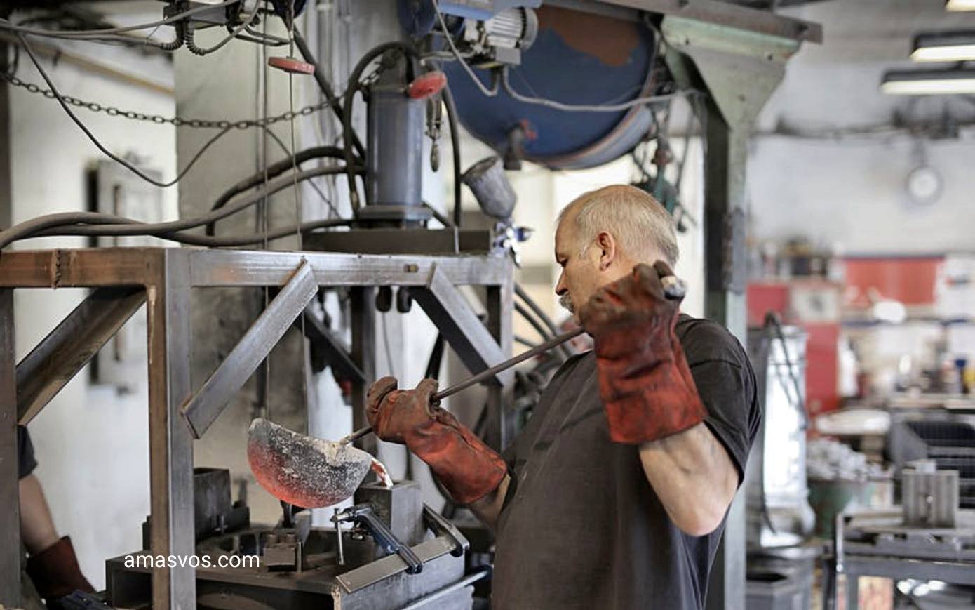 A white man working in the factory